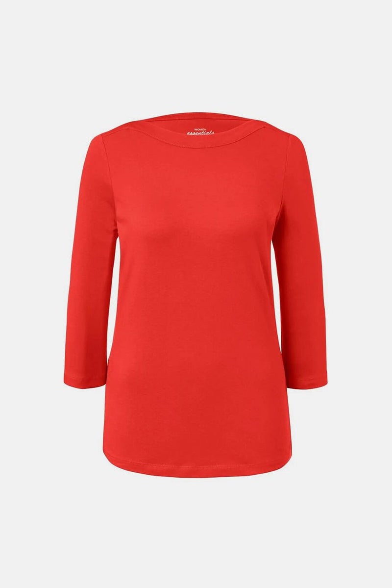 Tchibo Women Boat Neck Long Sleeves Plain Top, Dark Orange  - Image 2