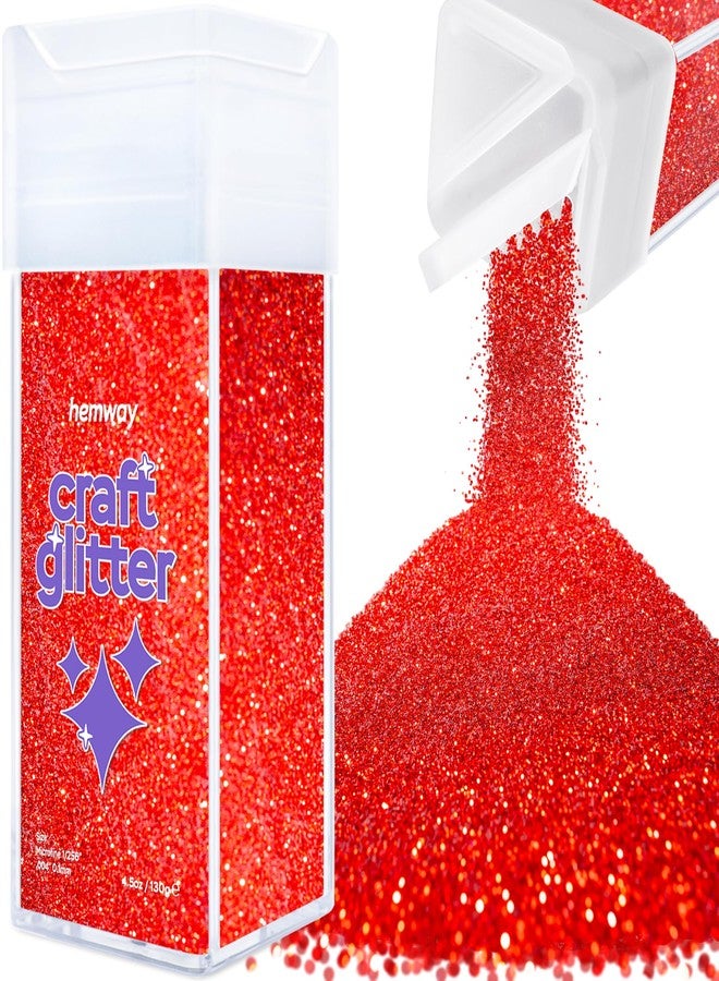 Hemway Craft Glitter Shaker 130g / 4.6oz Glitter for Arts, Crafts, Resin, Tumblers, Nails, Painting, Decoration, Festival, Cosmetic, Body - Microfine (1/256" 0.004" 0.1mm) - Red - Image 1