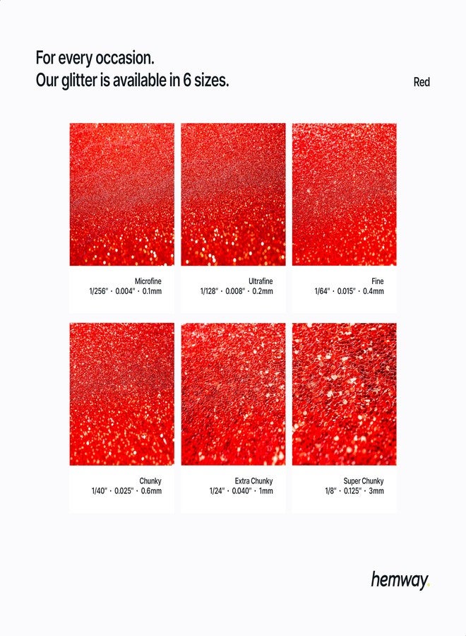Hemway Craft Glitter Shaker 130g / 4.6oz Glitter for Arts, Crafts, Resin, Tumblers, Nails, Painting, Decoration, Festival, Cosmetic, Body - Microfine (1/256" 0.004" 0.1mm) - Red - Image 3