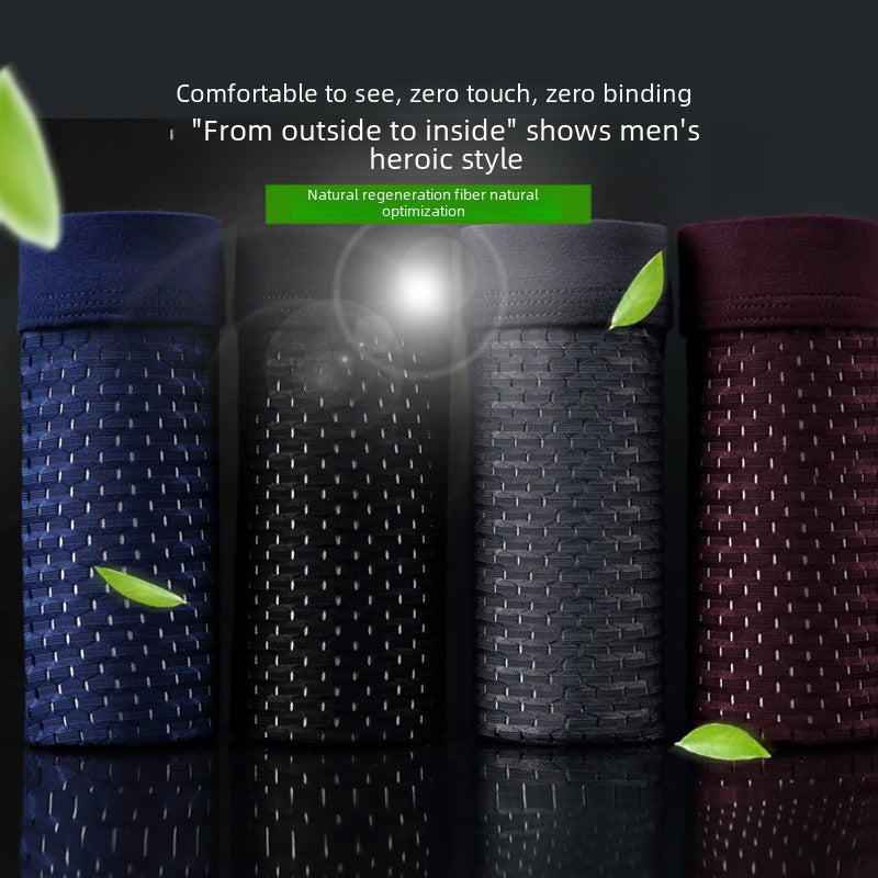 Mens Ice Silk Mesh Underwear Breathable Quick-Dry Dark black  - Image 4
