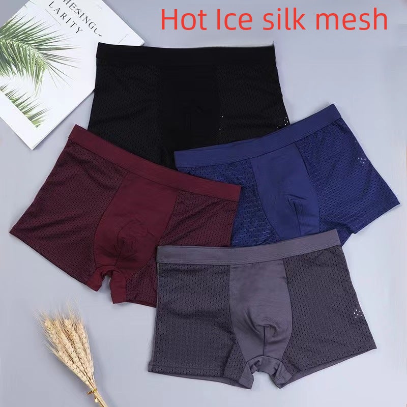 Mens Ice Silk Mesh Underwear Breathable Quick-Dry Dark black  - Image 5