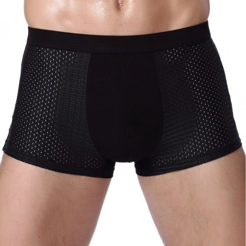 Mens Ice Silk Mesh Underwear Breathable Quick-Dry Dark black  - Image 1