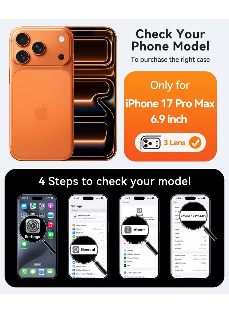 ESCASE Magnetic Cover for iPhone 17 Pro Max 6.9 Inch, MagSafe Compatible, Full Camera Protection, Translucent Matte Slim Protective Shockproof Case, Black - Image 2