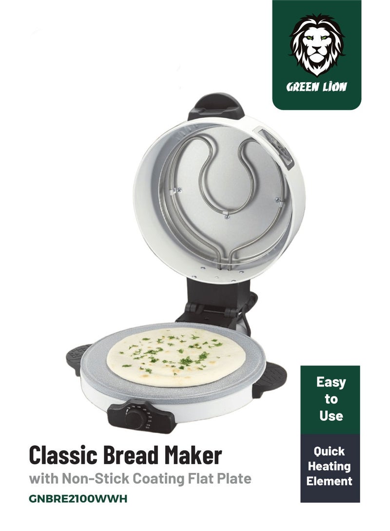GREEN LION Classic Bread Maker 2100W with 30cm Non-Stick Coating Flat Plate and Quick Heating Element / Aluminum Alloy + Stainless Steel Material / Steam Vent / Dishwasher Safe / Temperature Control - White - Image 1