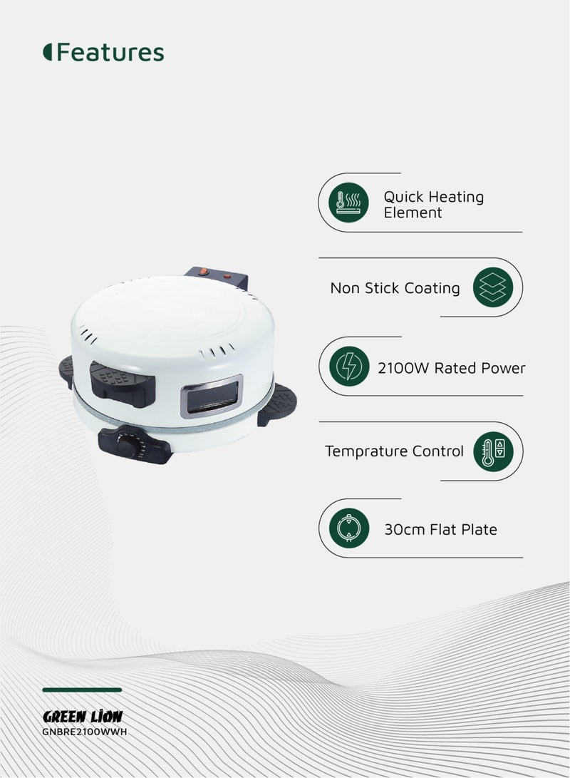 GREEN LION Classic Bread Maker 2100W with 30cm Non-Stick Coating Flat Plate and Quick Heating Element / Aluminum Alloy + Stainless Steel Material / Steam Vent / Dishwasher Safe / Temperature Control - White - Image 2