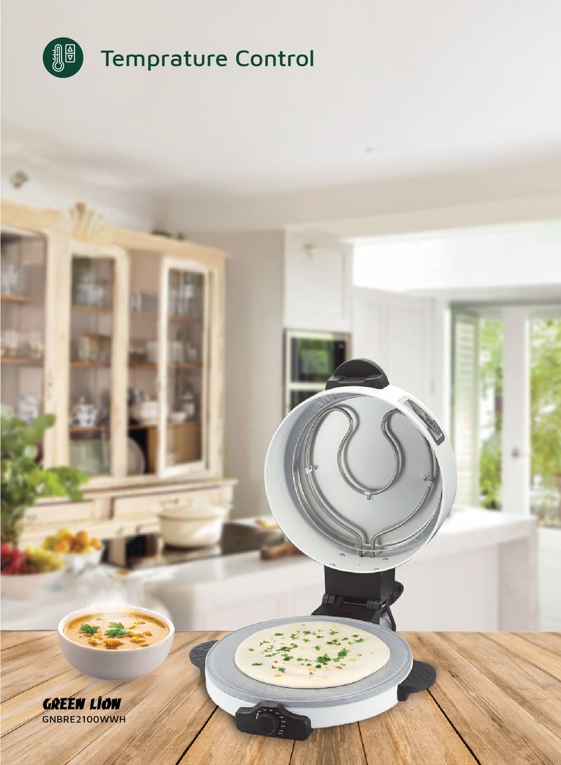 GREEN LION Classic Bread Maker 2100W with 30cm Non-Stick Coating Flat Plate and Quick Heating Element / Aluminum Alloy + Stainless Steel Material / Steam Vent / Dishwasher Safe / Temperature Control - White - Image 4