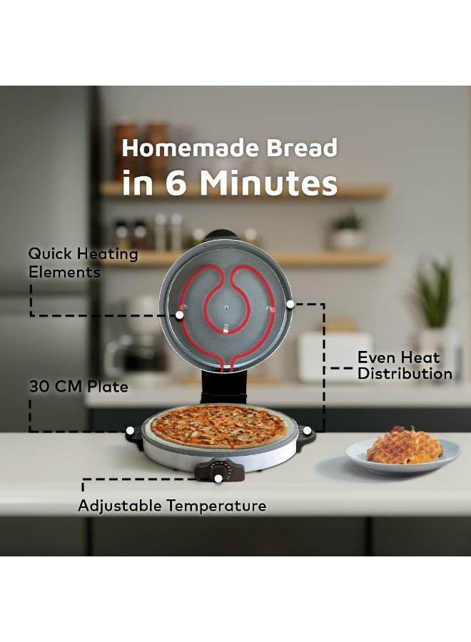 GREEN LION Classic Bread Maker, Pizza Maker, 2100W Power Quick Cooking, 30cm Flat Plate, Temperature Control 100-240°C, Quick Heating Element, Efficient Steam Vent, Dishwasher Safe, 1.5m BS Plug - Image 5