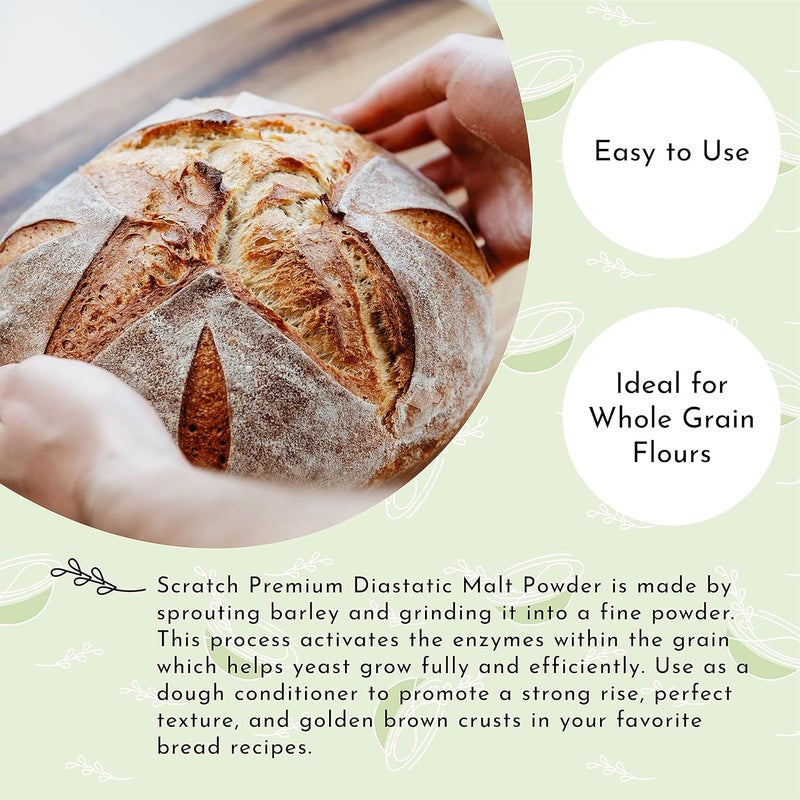 Scratch مسحوق الشعير المالت دايستاتيكي المتميز للخبز - 10 أونصات من الشعير المجفف للخبز، البيتزا، والحلويات - Image 4