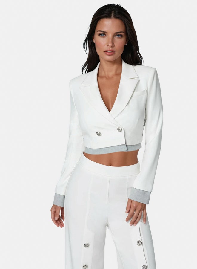 bebe بليزر قصير مزخرف بالعيون - Image 1