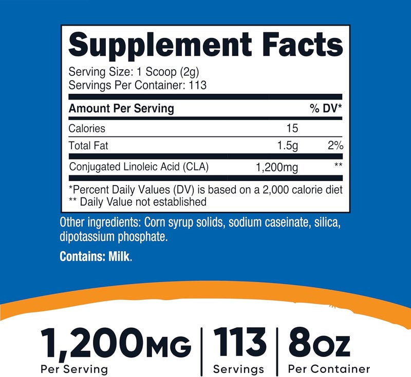 Nutricost CLA Conjugated Linoleic Acid 8oz 227g Powder  Gluten Free GMO Free CLA Supplement - Image 2