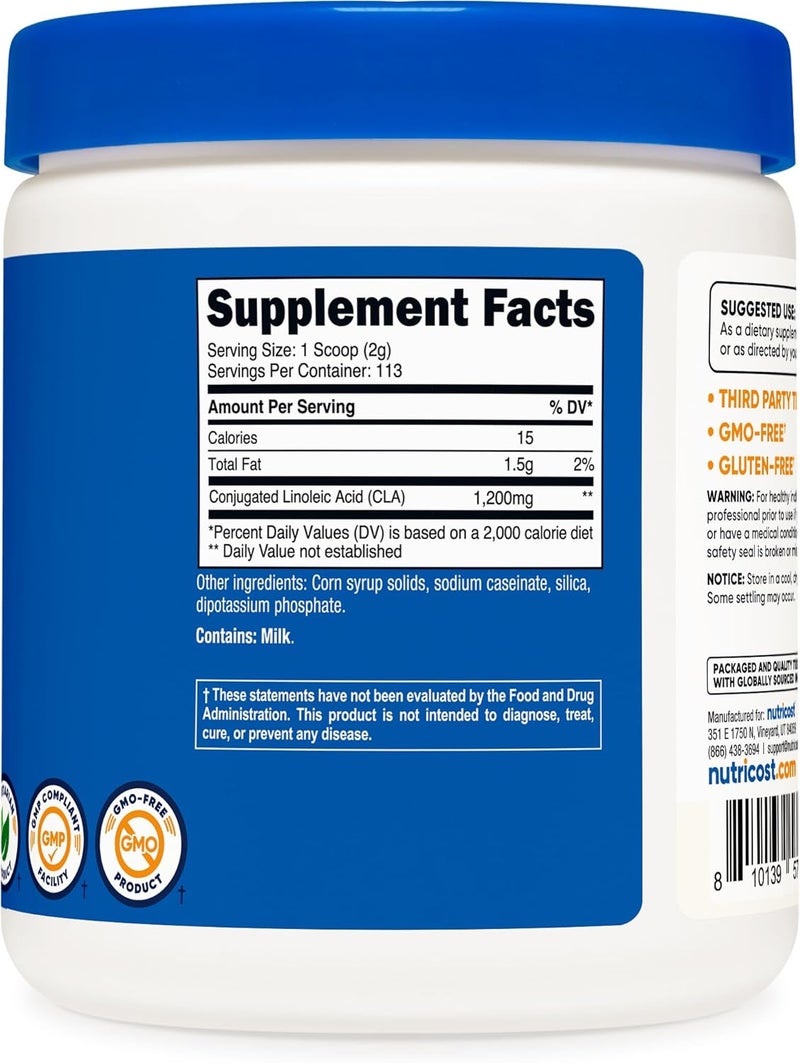 Nutricost CLA Conjugated Linoleic Acid 8oz 227g Powder  Gluten Free GMO Free CLA Supplement - Image 5
