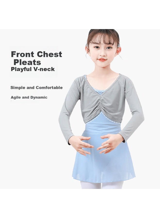 Zhiyouban Children's Outer Dance Shawl Ballet Practice Top Cover-up Shoulder Guard Girls' Dance Thin Vest, Gray