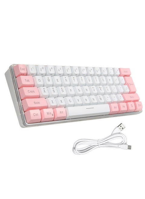 61 Keys Wired Keyboard Membrane Keyboard Compact Design RGB Backlight Effect with Multimedia Shortcuts Detachable Data Cable