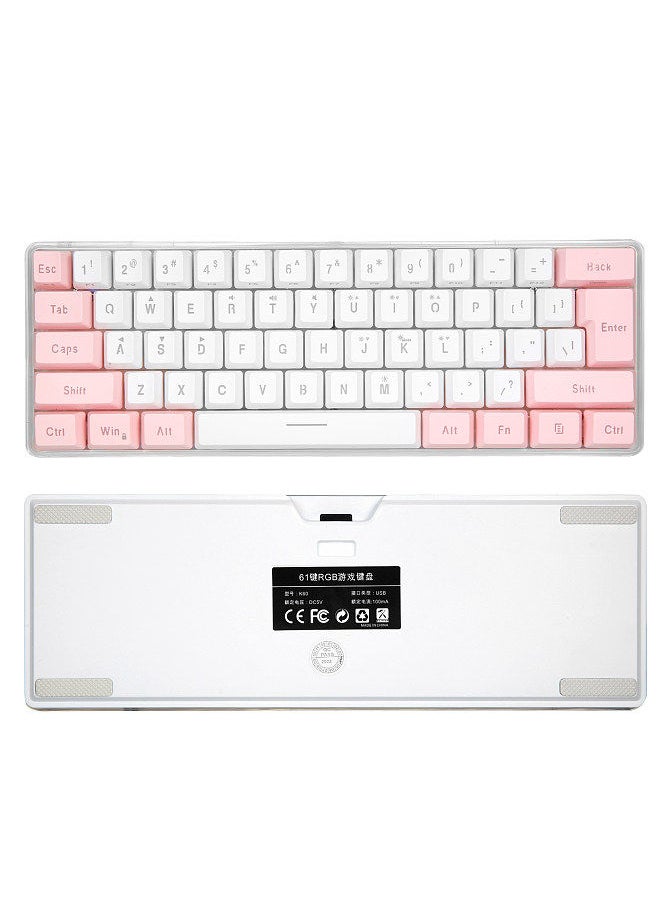 Generic - 61 Keys Wired Keyboard Membrane Keyboard Compact Design RGB Backlight Effect with Multimedia Shortcuts Detachable Data Cable - Image 1