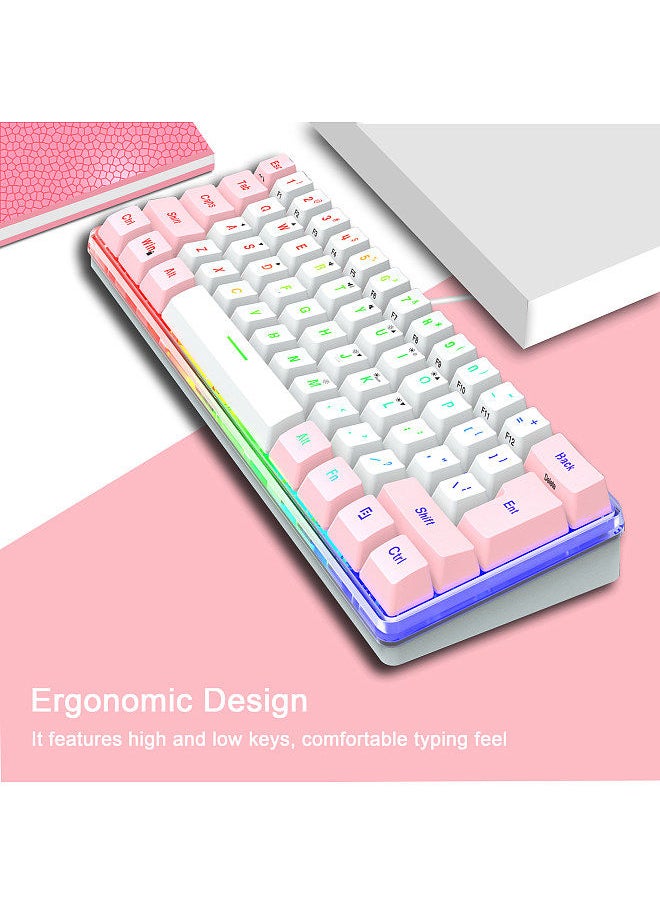Generic - 61 Keys Wired Keyboard Membrane Keyboard Compact Design RGB Backlight Effect with Multimedia Shortcuts Detachable Data Cable - Image 1