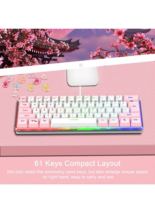 Generic - 61 Keys Wired Keyboard Membrane Keyboard Compact Design RGB Backlight Effect with Multimedia Shortcuts Detachable Data Cable - Image 1
