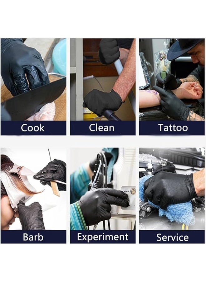 Heavy-Duty Black Nitrile Disposable Gloves – Professional-Grade Protection – Latex-Free & Powder-Free Protective Gloves – Multipurpose Industrial & Household Cleaning Gloves – Classic Black. - Image 2