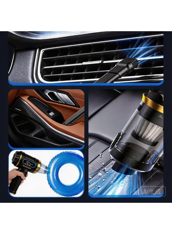 مكنسة سيارة محمولة باليد مع قوة شفط 20000Pa، محرك بدون فرشات ثلاثي السرعات بقدرة 100 واط وفوهات متعددة للسيارة والمنزل والحيوانات الأليفة - Image 3