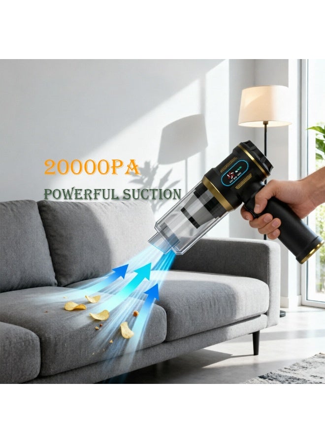 مكنسة سيارة محمولة باليد مع قوة شفط 20000Pa، محرك بدون فرشات ثلاثي السرعات بقدرة 100 واط وفوهات متعددة للسيارة والمنزل والحيوانات الأليفة - Image 5
