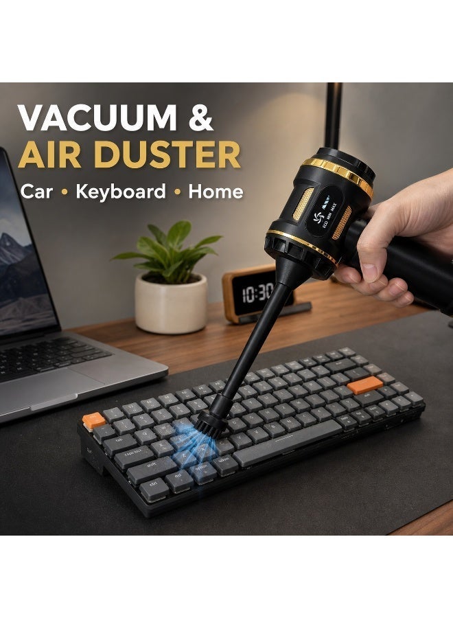 Sevoryn Cordless Handheld Car Vacuum Cleaner, 20000Pa 4-in-1 Vacuum & Air Duster, 3-Speed Brushless Motor, USB-C Rechargeable Mini Cleaner with Multi Nozzles for Car, Home, Sofa & Pet Hair - Image 3