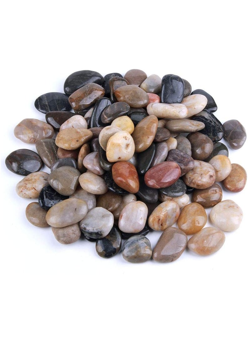 Home zone 2.2 Pounds (1 KG) River Rocks Pebbles 1-2 Inches Garden Outdoor Decorative Stones Natural Polished Mixed Colour Stones  - Image 1
