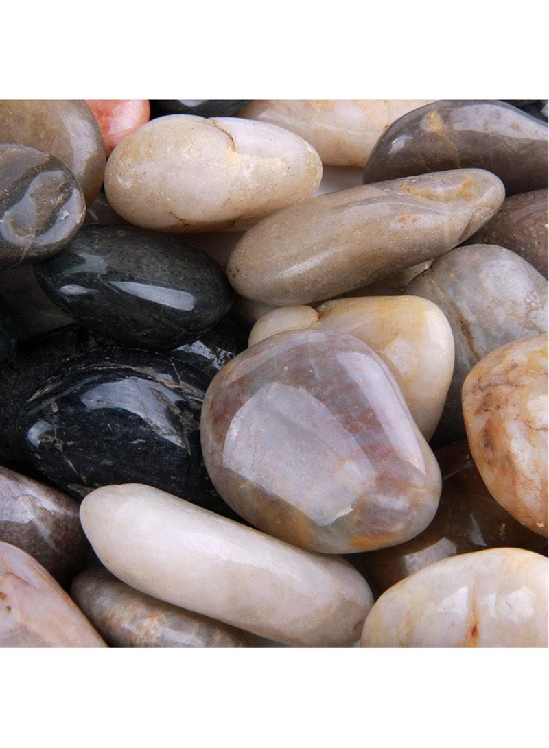 Home zone 2.2 Pounds (1 KG) River Rocks Pebbles 1-2 Inches Garden Outdoor Decorative Stones Natural Polished Mixed Colour Stones  - Image 5