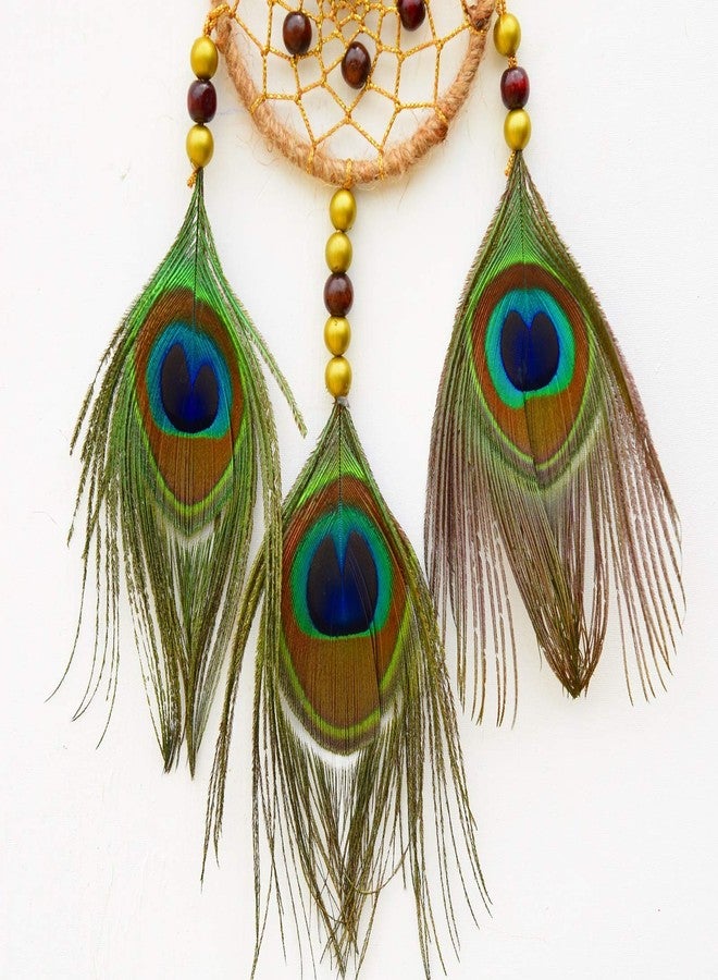 Mehruna Dream Catchers Wall Hangings for Home Decor Bedroom Livingroom Balcony Car Handmade Dreamcatcher for Positivity Peacock Feathers Wall Decoration Items for Kids Room|4L x 10H inch - Image 2