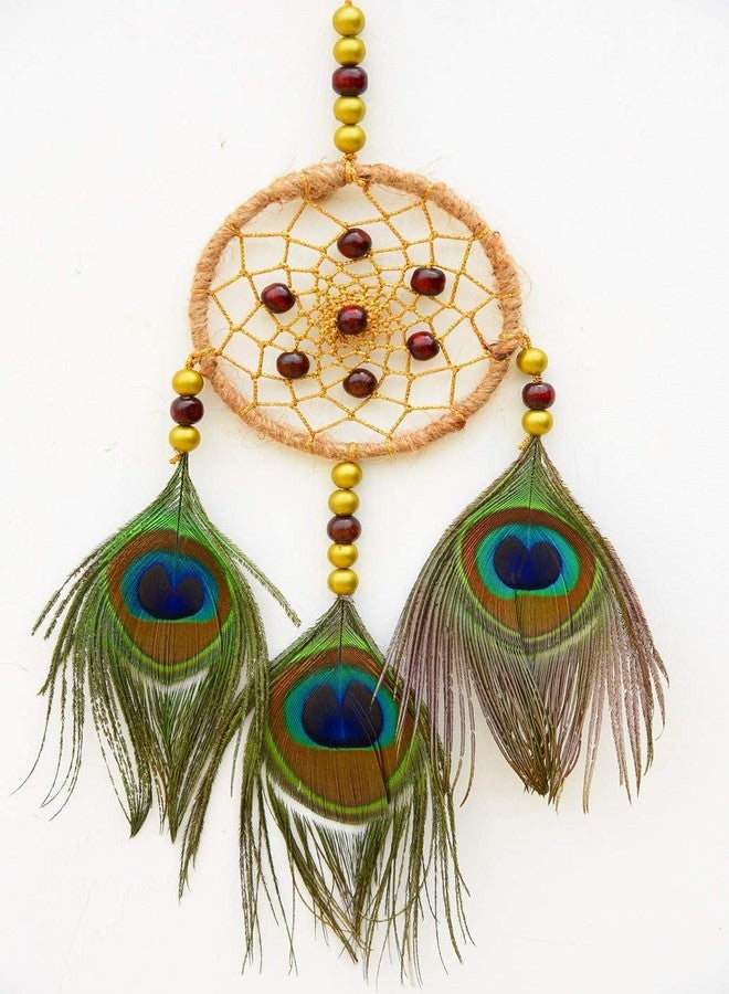 Mehruna Dream Catchers Wall Hangings for Home Decor Bedroom Livingroom Balcony Car Handmade Dreamcatcher for Positivity Peacock Feathers Wall Decoration Items for Kids Room|4L x 10H inch - Image 1