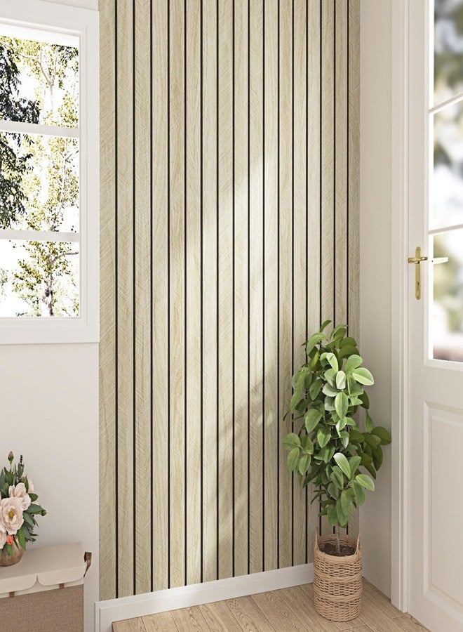 Wallderful Light Oak Wood Slat Wall Panel Peel and Stick 3D Foam Wood Slat Wallpaper Removable Self Adhesive Wooden Contact Paper for Cabinets Bedroom Accent Wall Living Room Interior Decor 16.8"x118" - Image 3