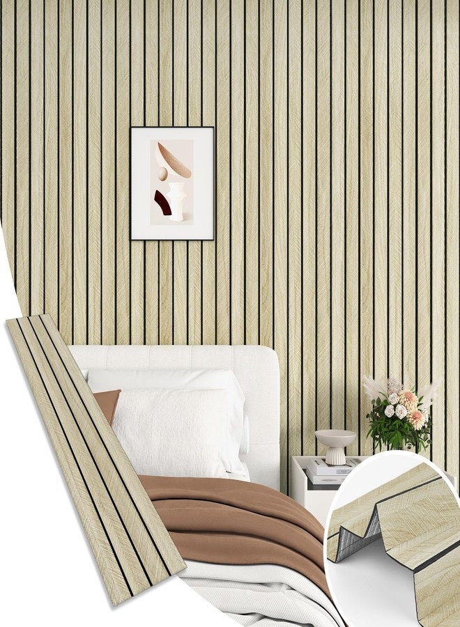 Wallderful Light Oak Wood Slat Wall Panel Peel and Stick 3D Foam Wood Slat Wallpaper Removable Self Adhesive Wooden Contact Paper for Cabinets Bedroom Accent Wall Living Room Interior Decor 16.8"x118" - Image 1