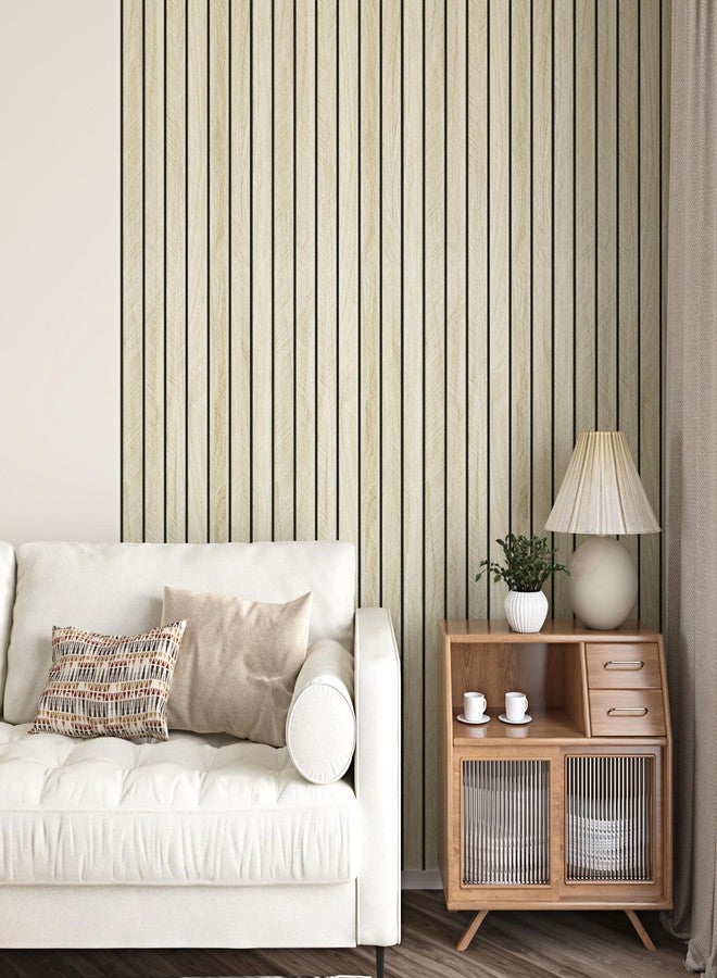 Wallderful Light Oak Wood Slat Wall Panel Peel and Stick 3D Foam Wood Slat Wallpaper Removable Self Adhesive Wooden Contact Paper for Cabinets Bedroom Accent Wall Living Room Interior Decor 16.8"x118" - Image 2