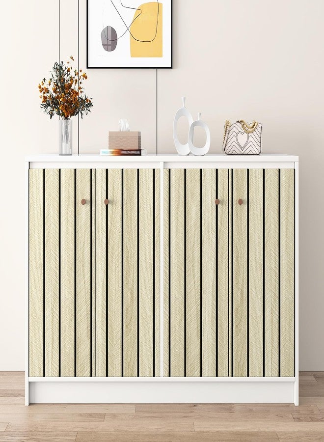 Wallderful Light Oak Wood Slat Wall Panel Peel and Stick 3D Foam Wood Slat Wallpaper Removable Self Adhesive Wooden Contact Paper for Cabinets Bedroom Accent Wall Living Room Interior Decor 16.8"x118" - Image 4