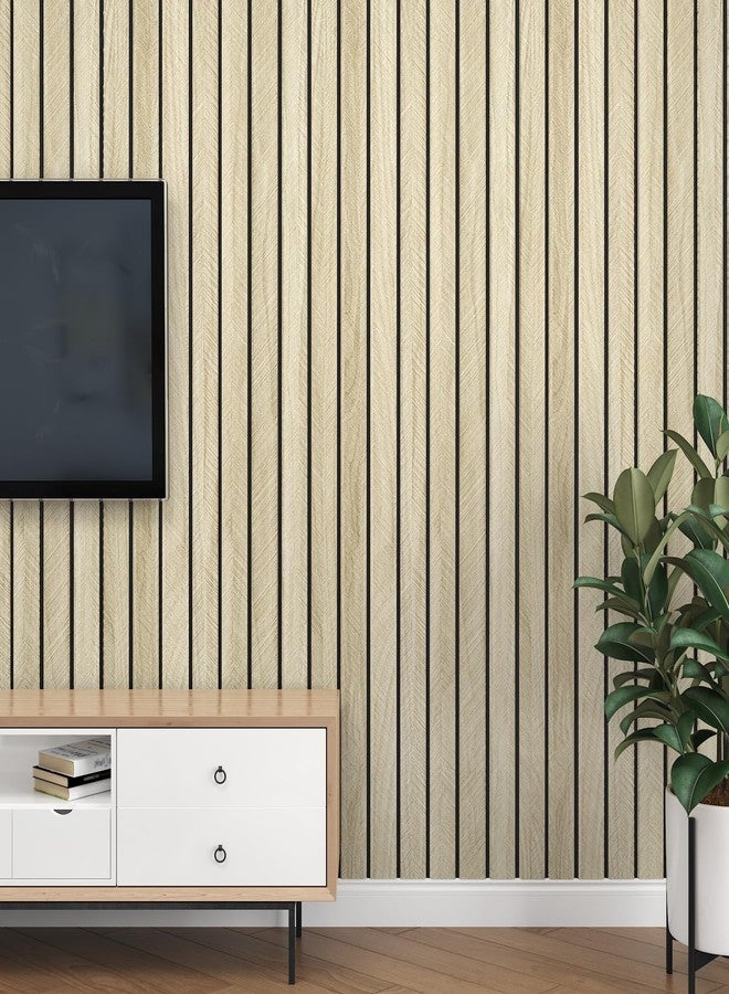 Wallderful Light Oak Wood Slat Wall Panel Peel and Stick 3D Foam Wood Slat Wallpaper Removable Self Adhesive Wooden Contact Paper for Cabinets Bedroom Accent Wall Living Room Interior Decor 16.8"x118" - Image 5