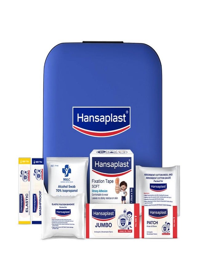 Hansaplast Fast Aid Kit | Emergency Medical Kit for Home, Office, Travel, Car, Sports, Outdoor | Multi-Use Pack for Cuts, Wounds & Injuries | Lightweight & Compact | 9 Items - 38 Pieces - Image 1