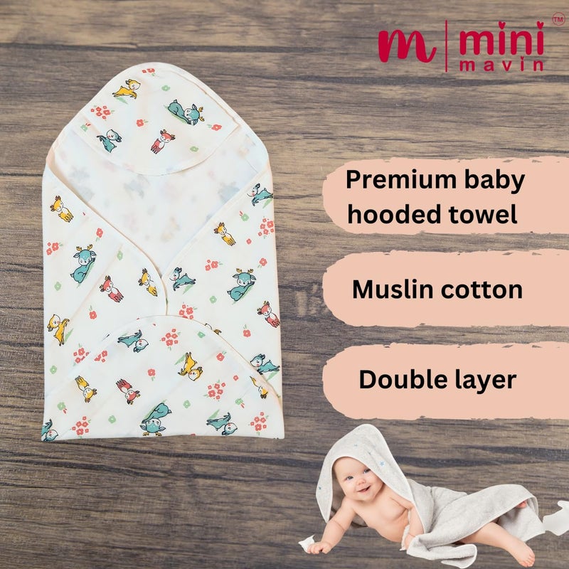 MINI MAVIN Minimavin Muslin Cloth Baby Bath Towel - Multiple Layer Muslin Towels for Baby - Soft and Absorbent Bath Towel for New Born Baby (Deer) - Image 3