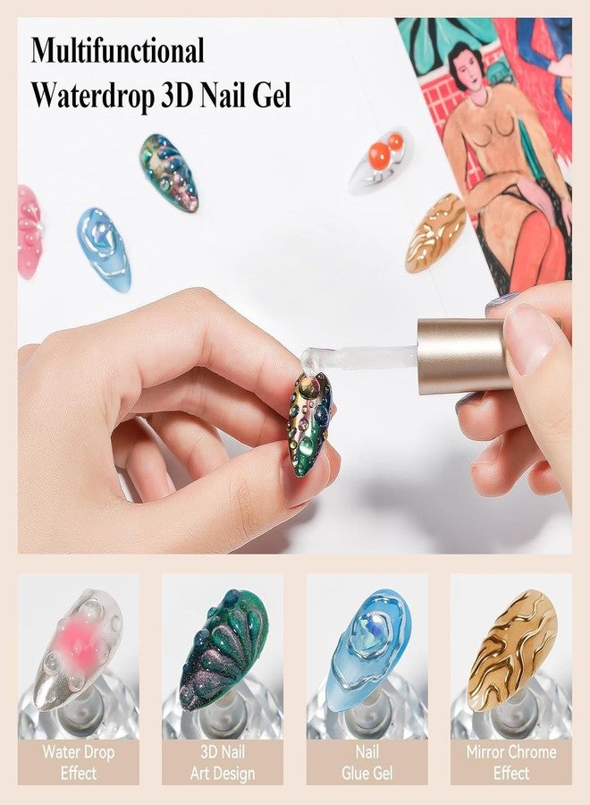 Kulis 3D Sculpting Gel for Nail Art, 15ML Clear Water Droplet Rain Drop Effect, Design, Carving, Painting, Rhinestone Glue, Soak Off Manicure DIY Home - Image 3