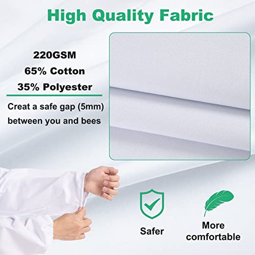 LONGADS Professional Bee Suit for Men and Women, Full Body Beekeeping Suit with Gloves & Protective Round Veil, Size XXXL (Fits 73-77 Inches / 6'1"-6'5") for Apiary & Backyard - Image 3