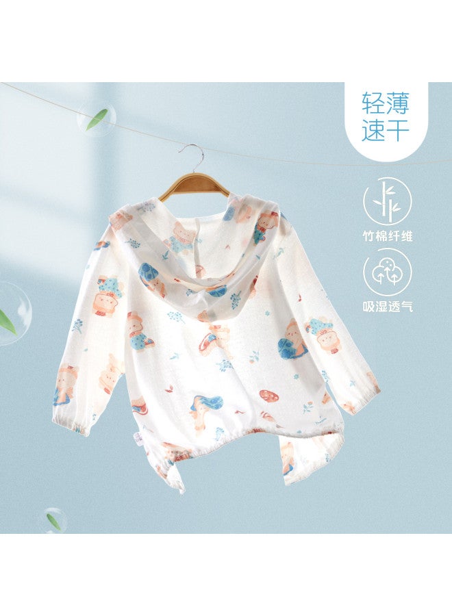 Doxiluka Baby Sun Protection Jacket Thin Summer Bamboo Cotton Fiber Air-conditioned Outfit Unisex Hooded Top Cartoon Outdoor Wear - Image 2