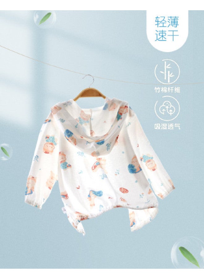 Doxiluka Baby Sun Protection Jacket Thin Summer Bamboo Cotton Fiber Air-conditioned Outfit Unisex Hooded Top Cartoon Outdoor Wear - Image 1
