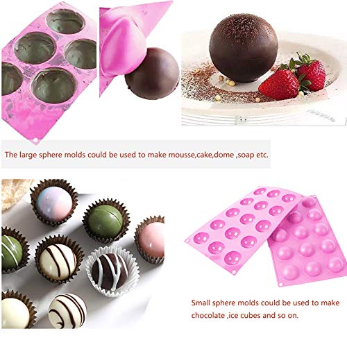 Ausplua 5Pack Sphere Silicone Molds,Ausplua Silicon Dome mold semi sphere Baking Mould for Making Candy, Chocolate,Cake,Jelly,Variety Sizes（Brick Red) - Image 3