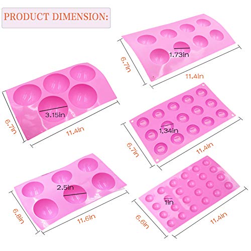 Ausplua 5Pack Sphere Silicone Molds,Ausplua Silicon Dome mold semi sphere Baking Mould for Making Candy, Chocolate,Cake,Jelly,Variety Sizes（Brick Red) - Image 2