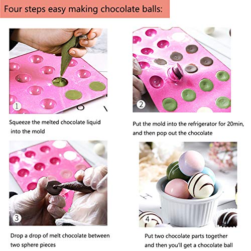 Ausplua 5Pack Sphere Silicone Molds,Ausplua Silicon Dome mold semi sphere Baking Mould for Making Candy, Chocolate,Cake,Jelly,Variety Sizes（Brick Red) - Image 4