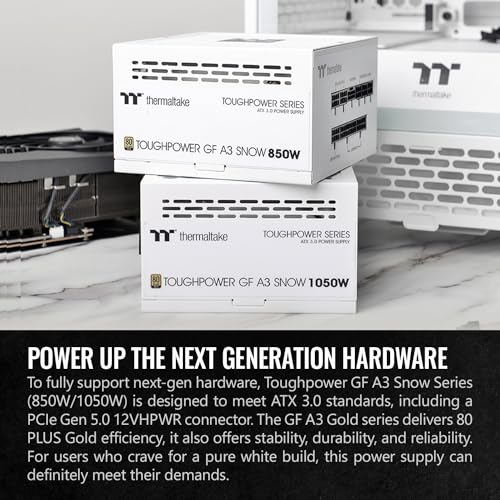 Thermaltake Toughpower GF A3 Snow Edition 1050W 80+ Gold Full Modular SLI/Crossfire Ready ATX 3.0 Power Supply; PCIe Gen.5 600W 12VHPWR Connector Included; PS-TPD-1050FNFAGU-N; 10 Year Warranty - Image 3