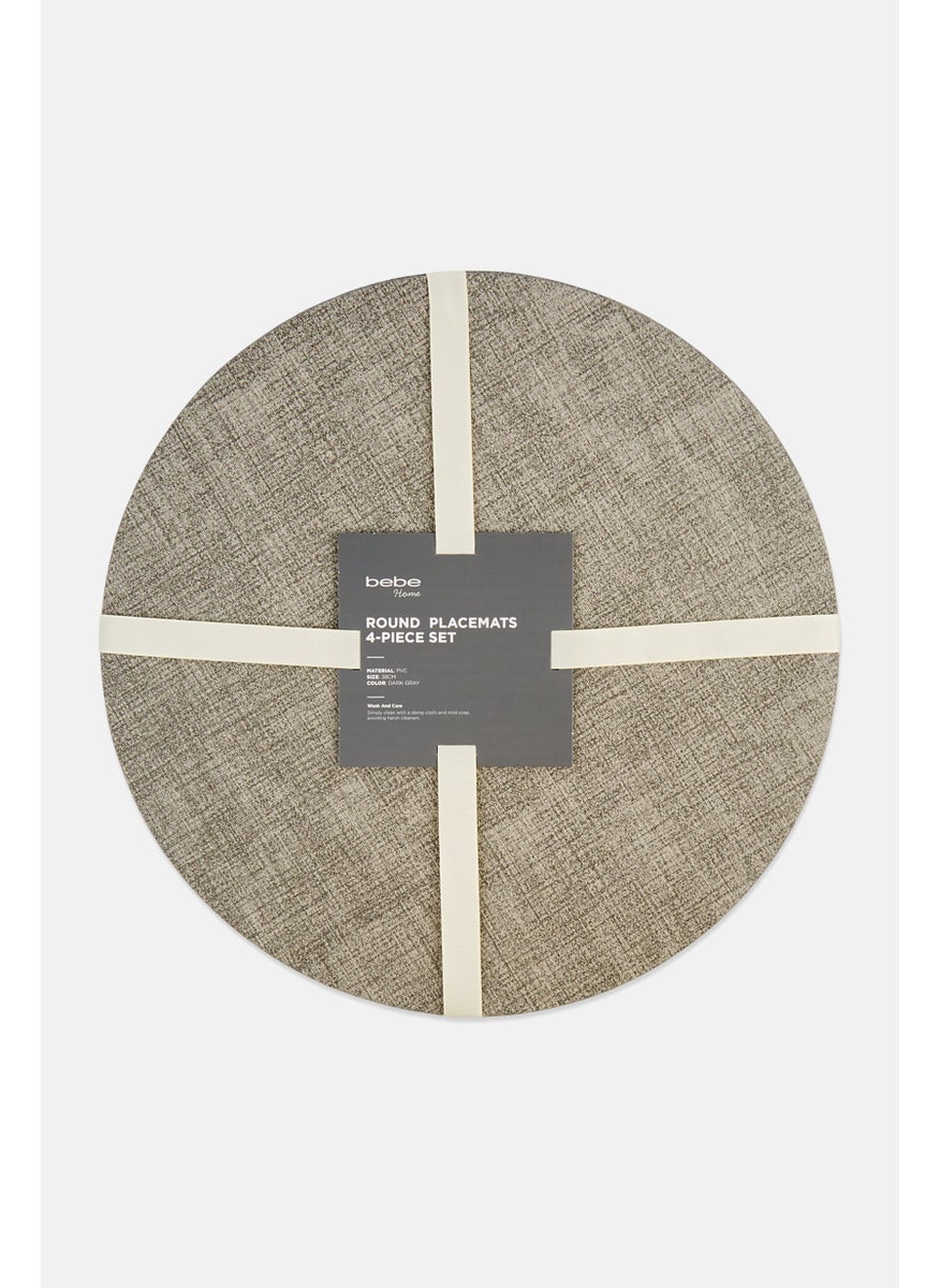 YOTO - 4 Pcs Round Placemats 38 Dia cm, Grey - Image 1