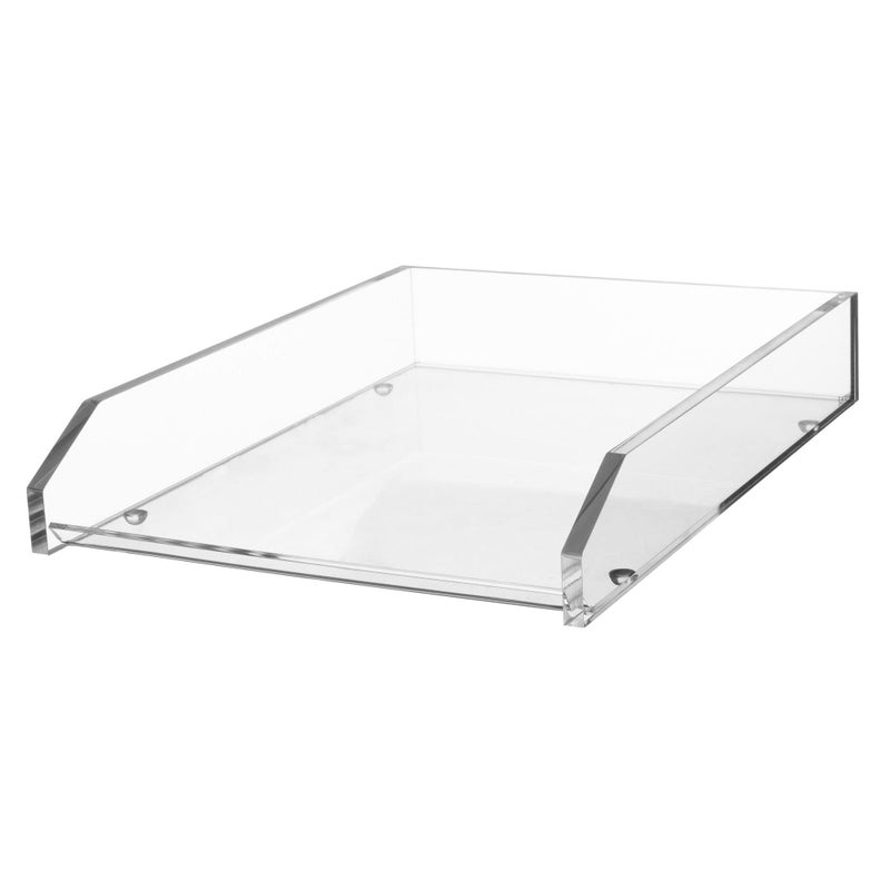 Kantek Clear Acrylic Large Letter Tray Stackable Desk Organizer Front Loading 106 x 139 x 25 NonSkid Feet Office Organizer Desk Accessory