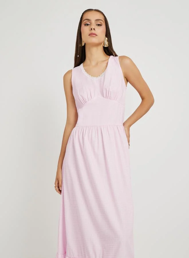 Take Two Take Two Solid Round Neck Sleeveless Maxi Dress