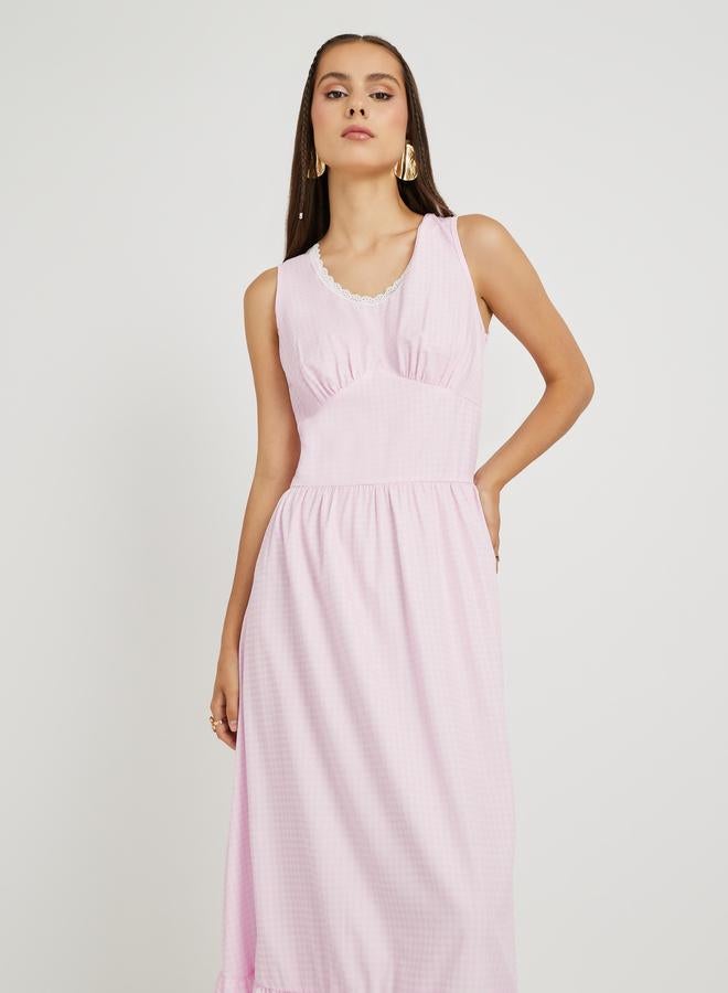 تايك تو فستان ماكسي بدون أكمام بياقة مستديرة بلون سادة - Image 2