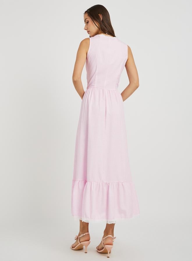تايك تو فستان ماكسي بدون أكمام بياقة مستديرة بلون سادة - Image 4