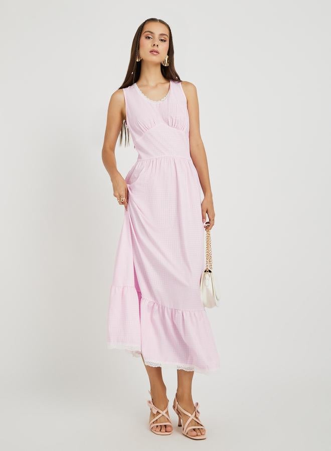 تايك تو فستان ماكسي بدون أكمام بياقة مستديرة بلون سادة - Image 1