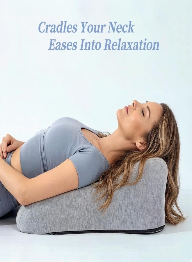Multi-Functional Pillow Ergonomic Wedge Backrest with Wide Applications Memory Foam Superior Support New Prone Position for Reading Unique Curved Design (Light Gray) - Image 5